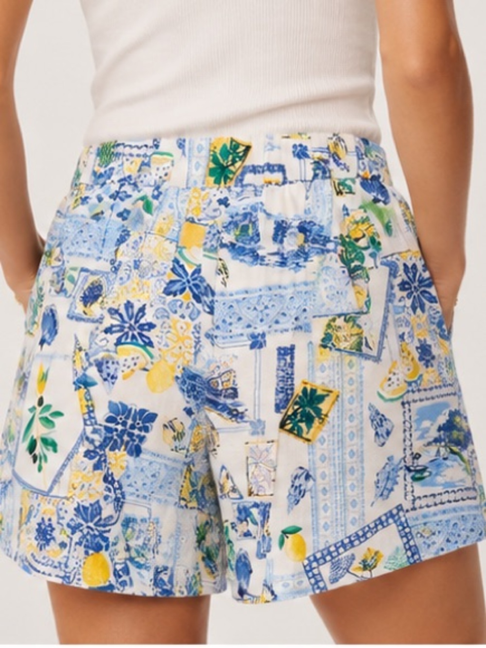 J.Crew Factory Mediterranean Print Linen-Blend Shorts NWT Size 6 - Picture 2 of 7